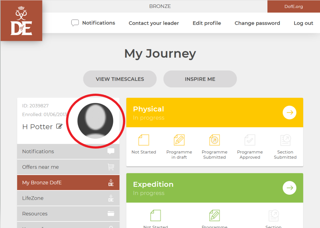 How do I add/change my profile picture? (eDofE) – DofE