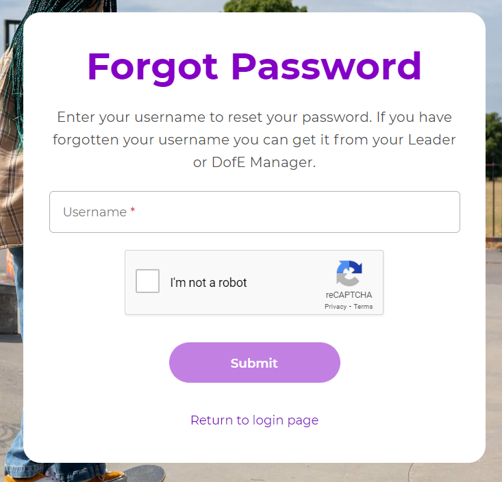 I've forgotten my Username/password (eDofE) – DofE